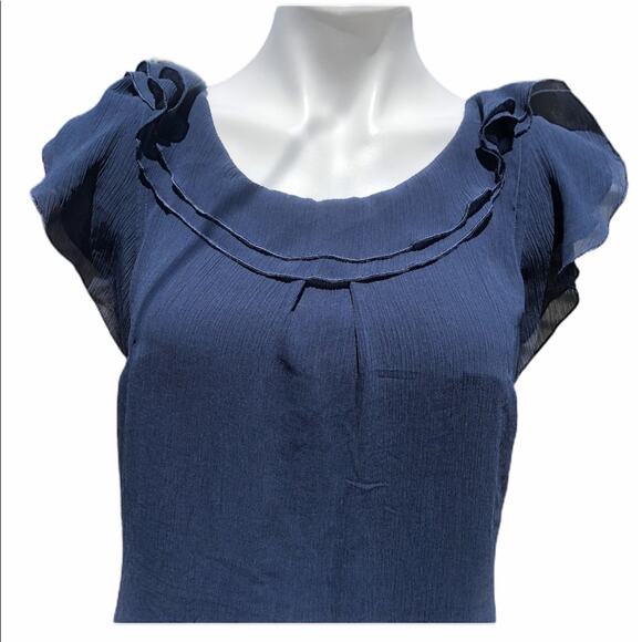 Esprit de corps navy blue dress tie in back ruffle size 4 - Picture 2 of 9